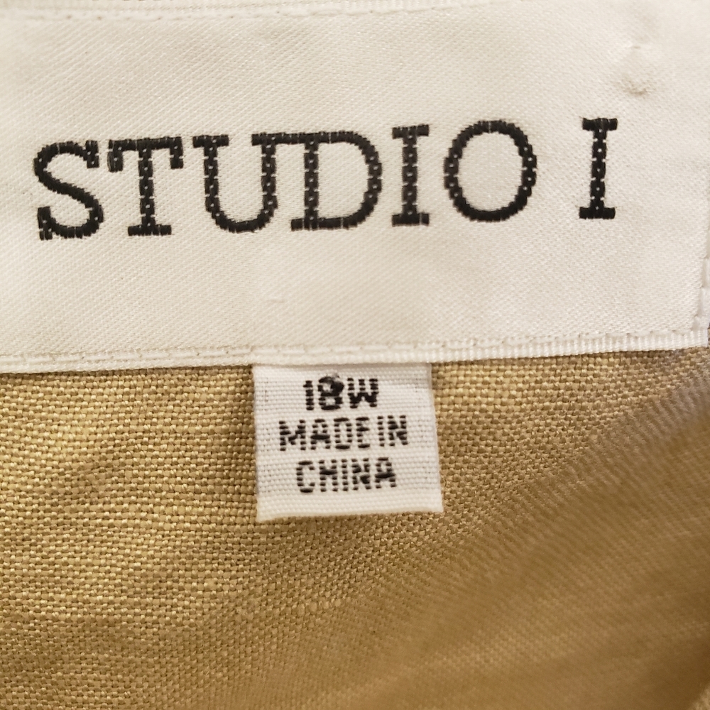 Studio 1 Tan Sleeveless Dress With Palm Tree Print Appliqué - Picture 4 of 11